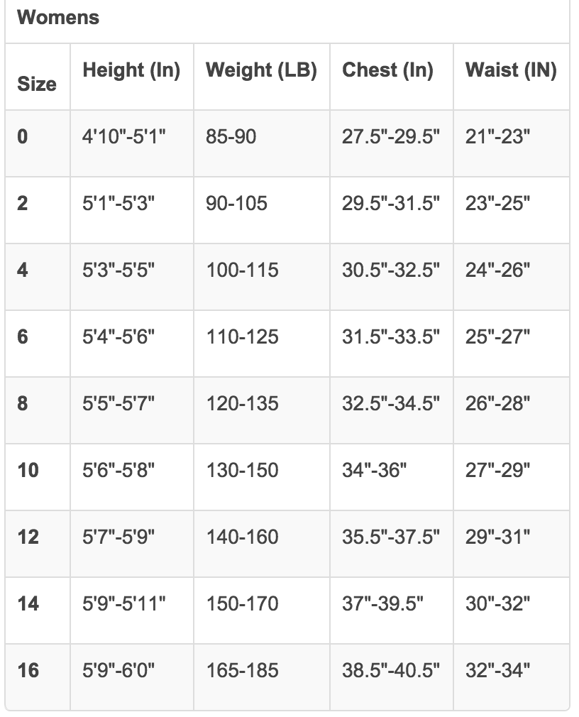 Billabong Swim Size Chart